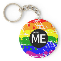 LGBT Pride Flag Dripping Paint Born Me Keychains