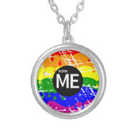 LGBT Pride Flag Dripping Paint Born Me Personalized Necklace