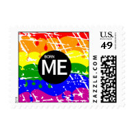 LGBT Pride Flag Dripping Paint Born Me Postage