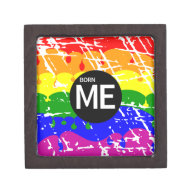 LGBT Pride Flag Dripping Paint Born Me Premium Keepsake Box