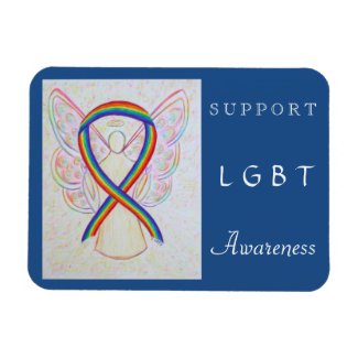 LGBT Rainbow Awareness Ribbon Angel Magnet