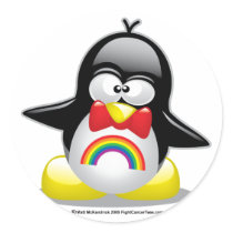 LGBT Rainbow Penguin Round Sticker
