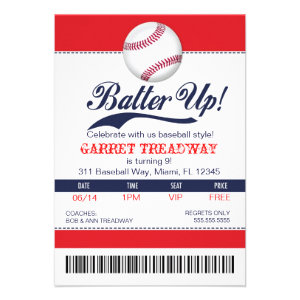 LGC Batter Up Baseball Ticket 2nd Version Invite