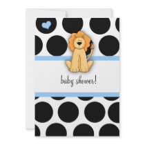 LGC | Polka Dotted Lion Baby Shower invitations