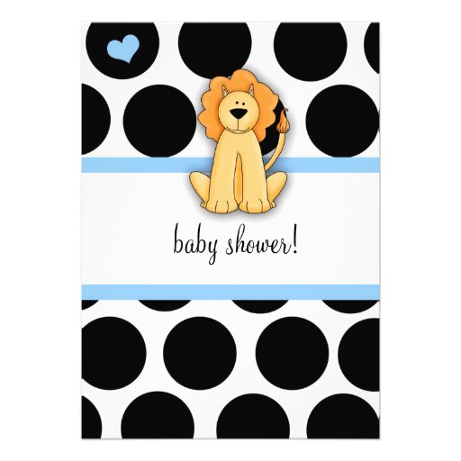 LGC | Polka Dotted Lion Baby Shower Personalized Announcement