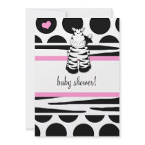 LGC | Polka Dotted Zebra Baby Shower invitations