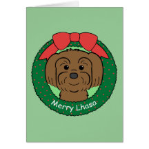 Lhasa Apso Christmas Greeting Cards