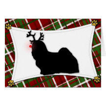 Lhasa Apso Reindeer Christmas Card