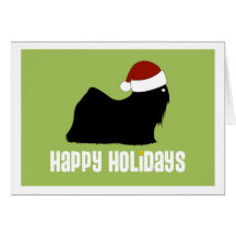 Lhasa Apso Santa Hat Card