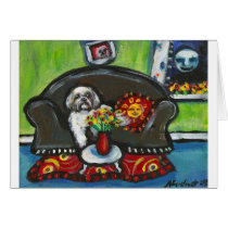 Lhasa Apso senses smiling moon cards