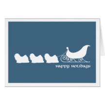 Lhasa Apsos Pulling Santa's Sleigh Cards