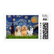 Lhasa Apsos (three) - Starry Night Postage Stamps