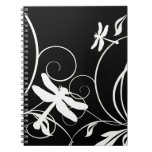 Libélula blanco y negro libreta espiral