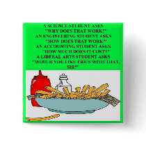 liberal arts science fast food joke buttons