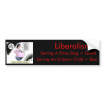 Liberalism: stray dog good, baby bad bumper stickers