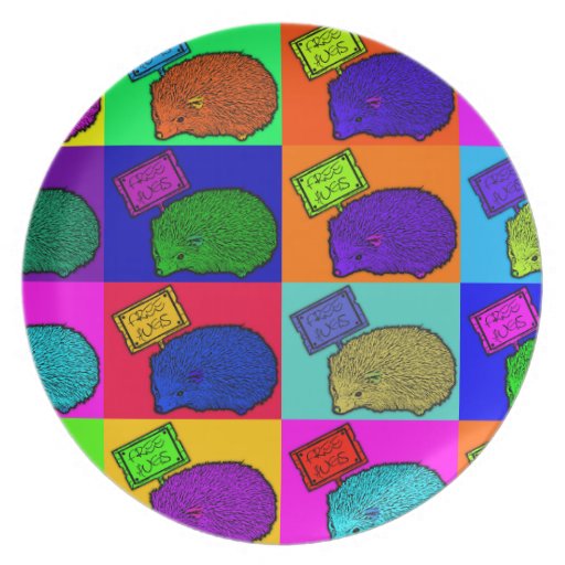 Libere el arte pop colorido del erizo de los abraz plato de cena