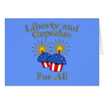 Liberty and Cupcakes for All Products Greeting Cards