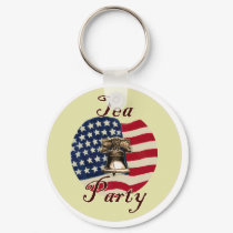 Liberty Bell and Flag Tea Party keychains