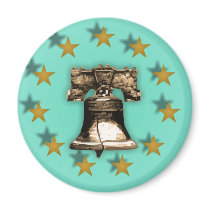 Liberty Bell and Gold Stars Refrigerator Magnet