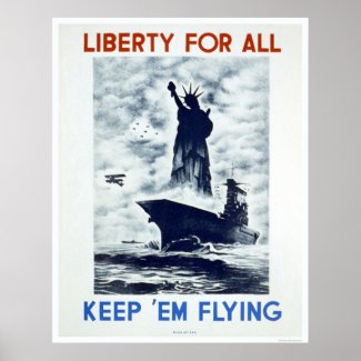 Liberty For All WWII 1942 WPA print