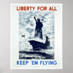 Liberty For All WWII 1942 WPA Posters