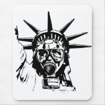LIBERTY with Gas Mask mousepads by nassosvakalis LIBERTY with Gas Mask mousepads