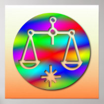 Libra Rainbow Scales Zodiac Star Sign Poster