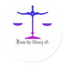 Libra Scales Bookplate Sticker by YellowRoseGallery Libra Scales Bookplate Sticker