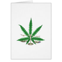 Libra scales of justice cannabis leaf by Valxart Greeting Cards