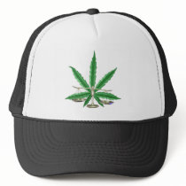 Libra scales of justice cannabis leaf by Valxart Trucker Hats