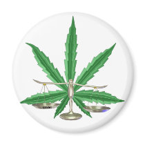 Libra scales of justice cannabis leaf by Valxart Refrigerator Magnet