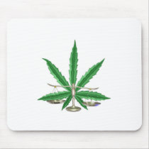 Libra scales of justice cannabis leaf by Valxart Mousepad