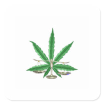 Libra scales of justice cannabis leaf by Valxart Stickers