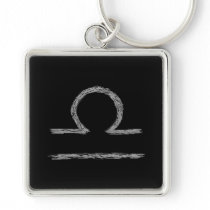 Libra. Zodiac Astrology Sign. Black. Keychains