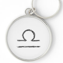 Libra. Zodiac Astrology Sign. Black. Keychain