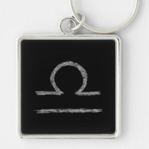 Libra. Zodiac Astrology Sign. Black. Keychains