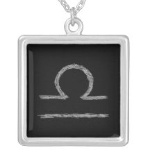 Libra. Zodiac Astrology Sign. Black. Personalized Necklace