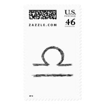 Libra. Zodiac Astrology Sign. Black. Postage Stamp