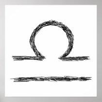 Libra. Zodiac Astrology Sign. Black. Print