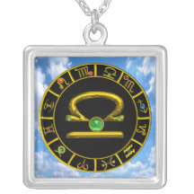 LIBRA ZODIAC BIRTHDAY JEWEL GREEN EMERALD Gold Necklaces