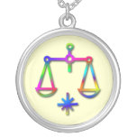 Libra Zodiac Star Sign Rainbow Sterling Silver necklaces