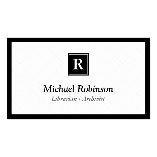 Librarian Archivist - Simple Elegant Monogram Business Cards
