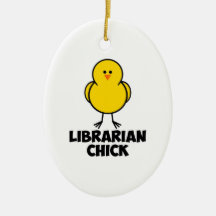 Librarian Chick Christmas Ornaments