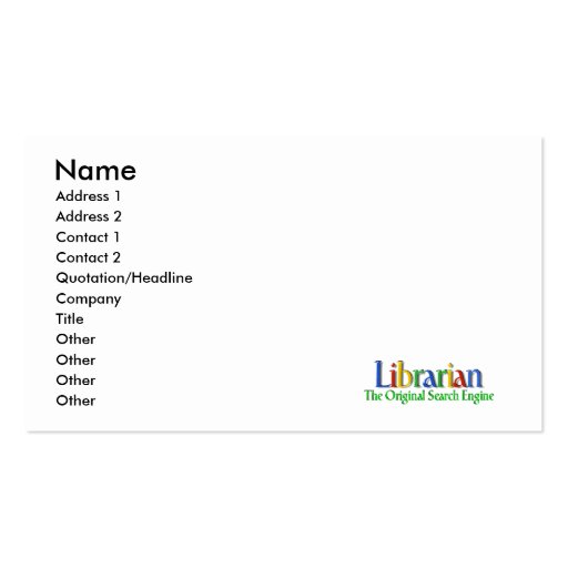 Librarian Original Search Engine Business Card (front side)