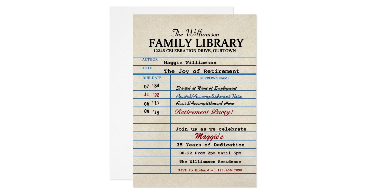 Librarian Retirement Party Card | Zazzle