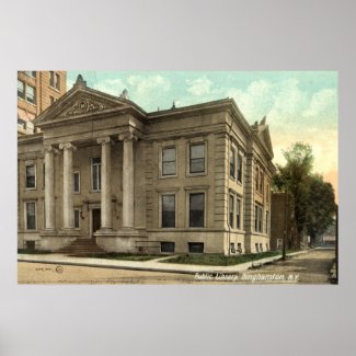 Library, Binghamton NY Vintage 1909 print