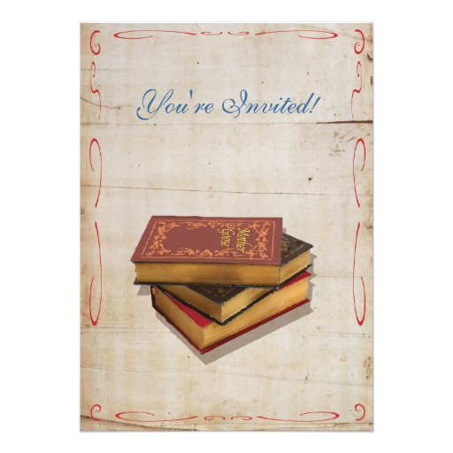 Library Book Baby Shower Invitations