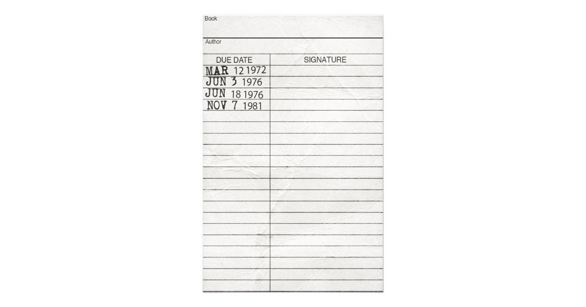 Library Book Return Card Stationery Zazzle