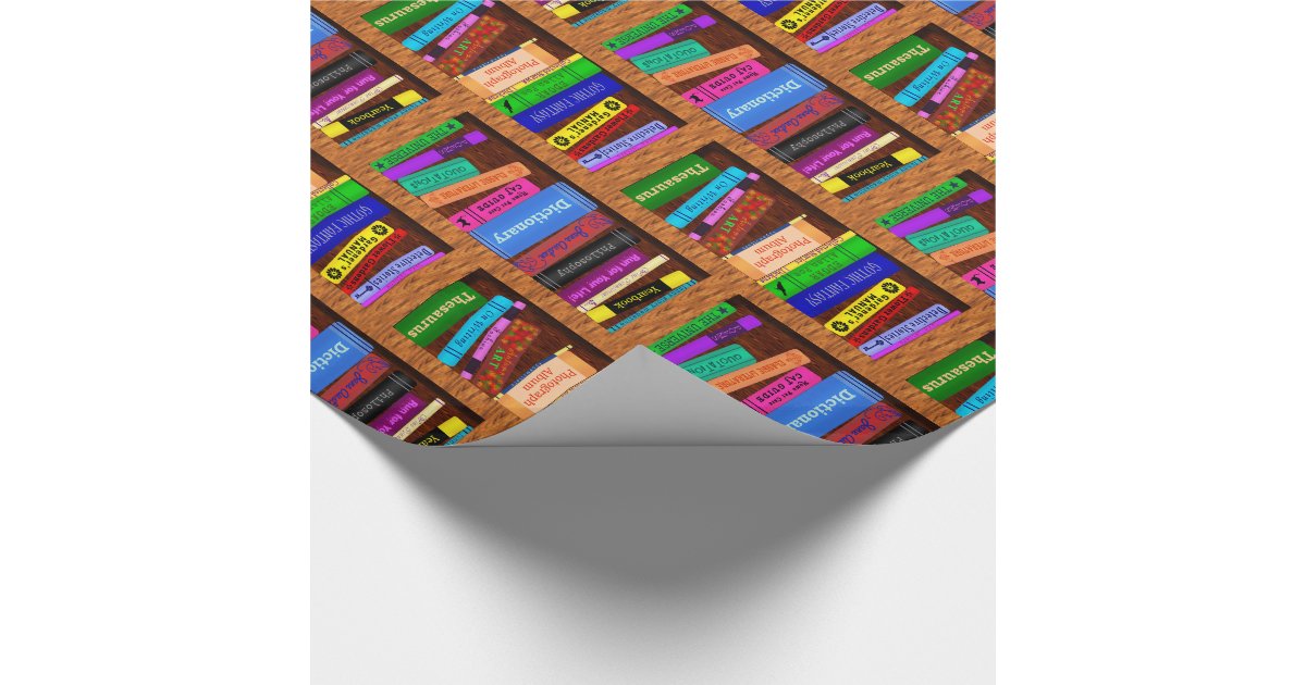 Library Book Shelf Pattern for Readers Wrapping Paper Zazzle