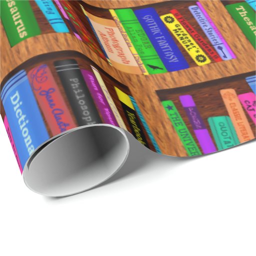 Library Book Shelf Pattern for Readers Wrapping Paper Zazzle